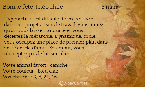 Carte bonne fête Théophile