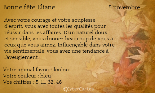 Carte bonne fête Eliane