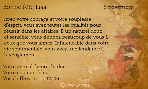 Carte bonne f&ecirc;te Lisa