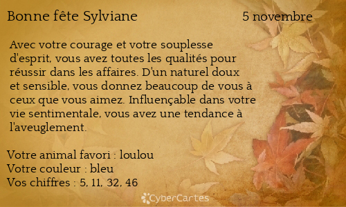 Carte bonne fête Sylviane