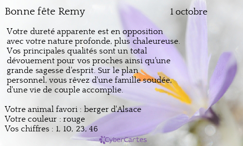 Carte Bonne Fete Remy 1er Octobre
