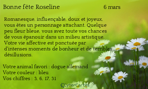 Carte bonne fête Roseline