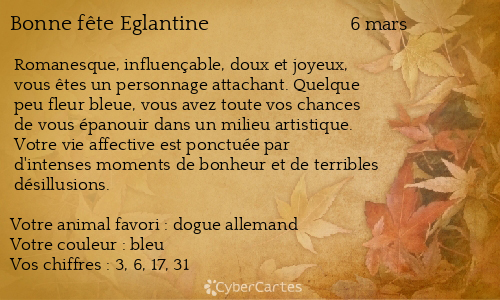 Carte bonne fête Eglantine