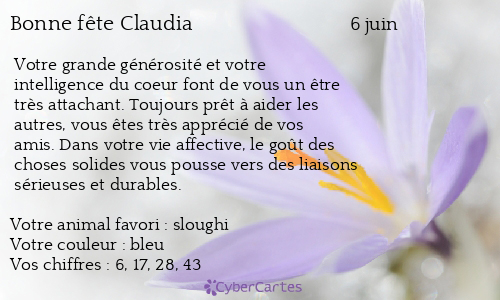 Carte bonne fête Claudia