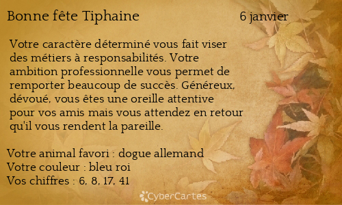 Carte bonne fête Tiphaine
