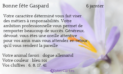 Carte bonne fête Gaspard