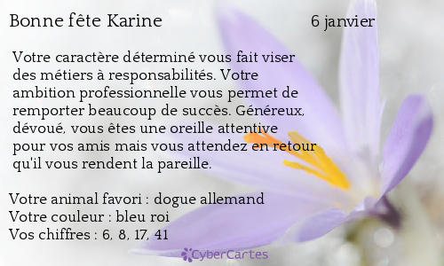 Carte bonne fête Karine