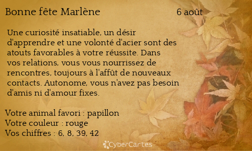 Carte bonne fête Marlène