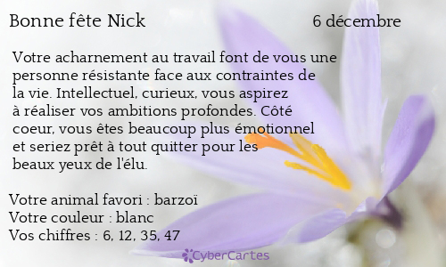 Carte bonne fête Nick