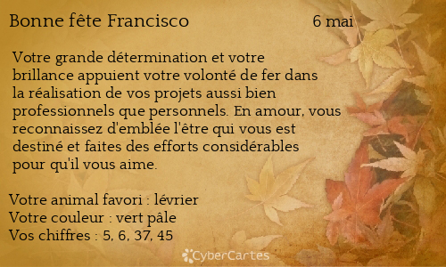 Carte bonne fête Francisco