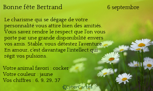 Carte bonne fête Bertrand