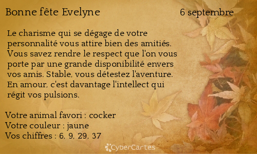 Carte bonne fête Evelyne