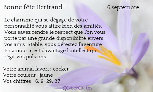 Carte Bonne Fete Bertrand 6 Septembre