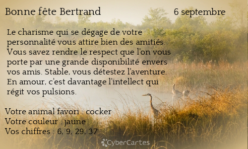 Carte bonne fête Bertrand