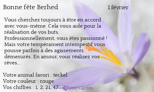 Carte bonne fête Berhed