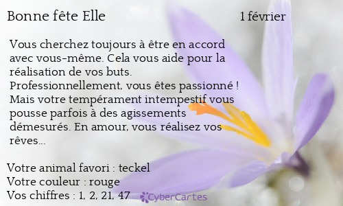 Carte bonne fête Elle