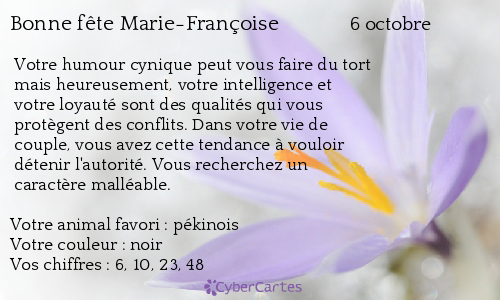 Carte Bonne Fete Marie Francoise 6 Octobre