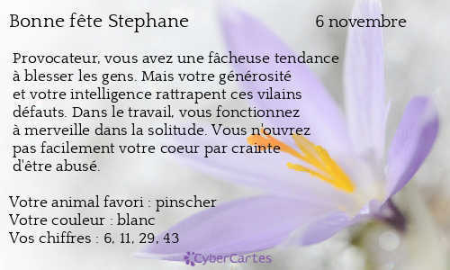 Carte Bonne Fete Stephane 6 Novembre