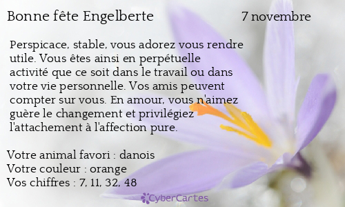 Carte bonne fête Engelberte