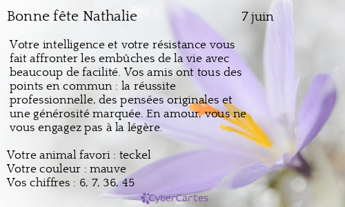 Carte bonne fête Nathalie