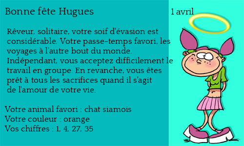 Carte bonne fête Hugues