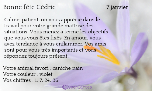 Carte Bonne Fete Cedric 7 Janvier