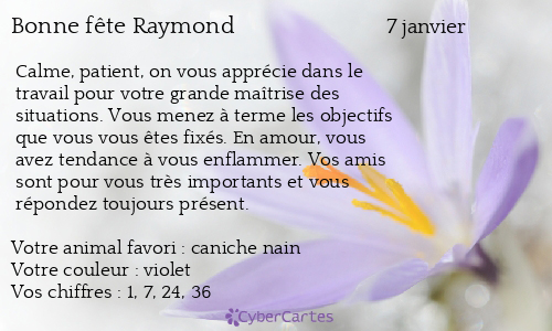 Carte Bonne Fete Raymond 7 Janvier