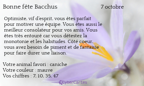 Carte bonne fête Bacchus