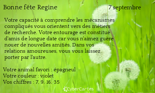 Carte bonne fête Regine