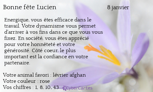 Carte Bonne Fete Lucien 8 Janvier