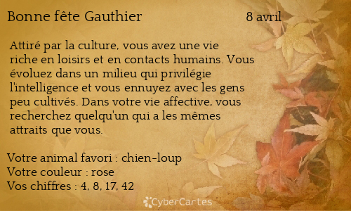 Carte bonne fête Gauthier