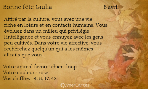 Carte bonne f&ecirc;te Giulia
