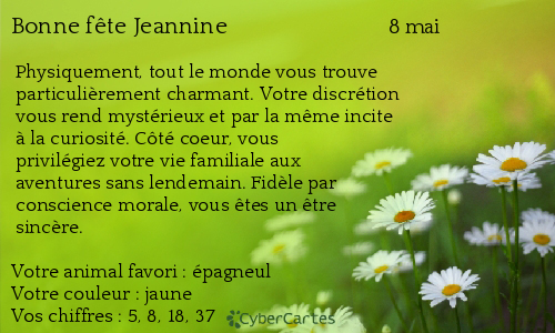 Carte bonne fête Jeannine