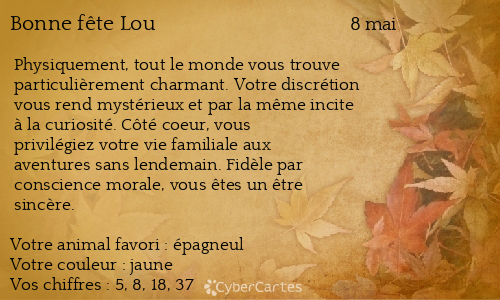 Carte bonne fête Lou