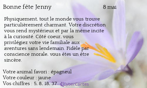 Carte bonne fête Jenny