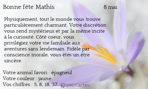 Carte bonne fête Mathis
