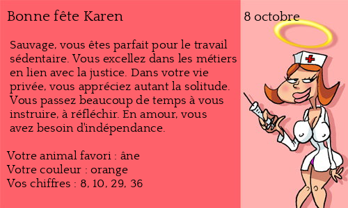 Carte bonne fête Karen