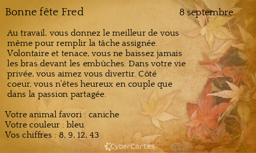 Carte bonne fête Fred