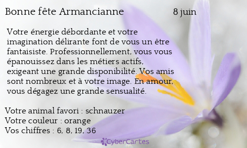 Carte bonne fête Armancianne