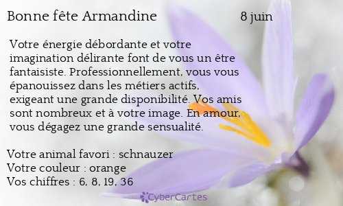 Carte bonne fête Armandine