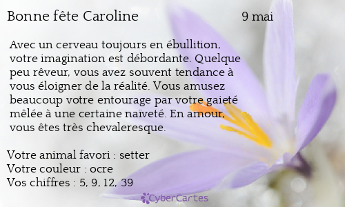 Carte bonne fête Caroline