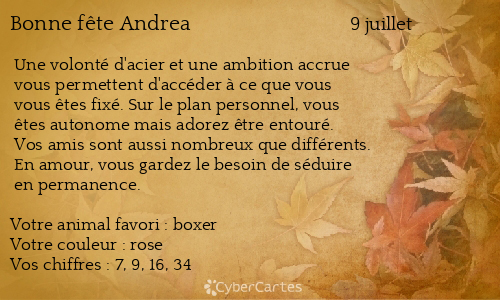 Carte bonne fête Andrea