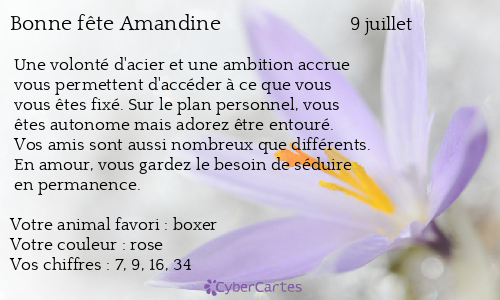 Carte Bonne Fete Amandine 9 Juillet