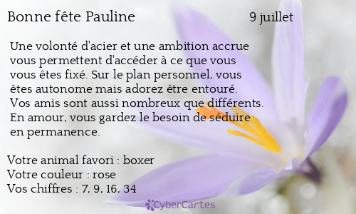 Carte bonne f&ecirc;te Pauline