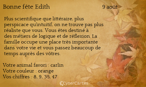 Carte bonne fête Edith